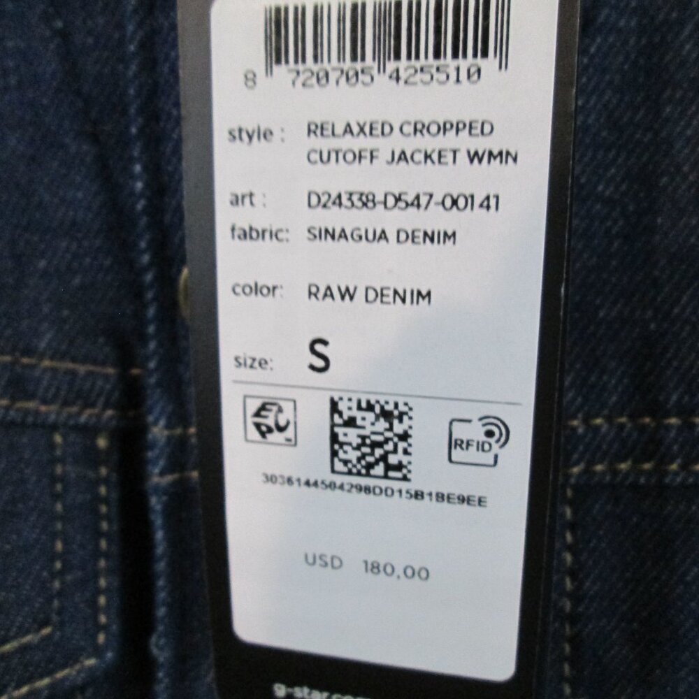 G-Star RAW frayed-edge cropped jacket Sz S NWT - Picture 12 of 12